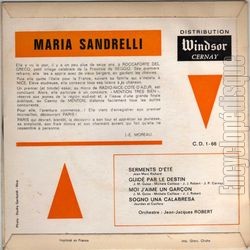 [Pochette de Serments d’t (Maria SANDRELLI) - verso]
