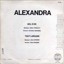 [Pochette de Bol d’or (ALEXANDRA (3)) - verso]