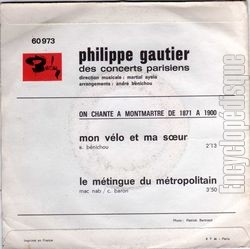 [Pochette de Mon vlo et ma sœur (Philippe GAUTIER) - verso]