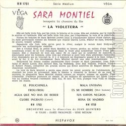 [Pochette de La violetera (B.O.F.  Films ) - verso]