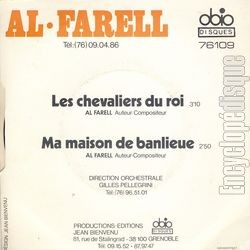 [Pochette de Les chevaliers du roi (Al FARELL) - verso]