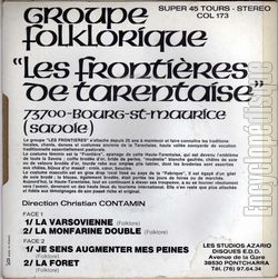 [Pochette de Les frontires (GROUPE FOLKLORIQUE DE TARENTAISE) - verso]