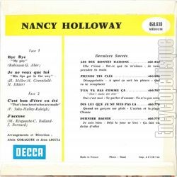 [Pochette de Bye bye (Nancy HOLLOWAY) - verso]