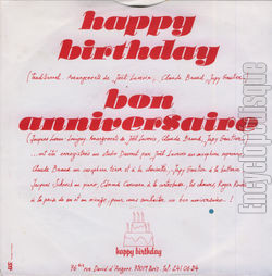 [Pochette de Happy birthday () - verso]