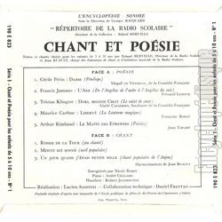 [Pochette de Chant et posie pour les 5  10 ans - n 1 (JEUNESSE) - verso]