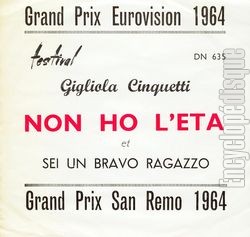 [Pochette de Non ho l’eta (Gigliola CINQUETTI) - verso]