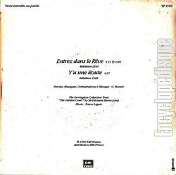 [Pochette de Entrez dans le rve / Y’a une route (Grard MANSET) - verso]
