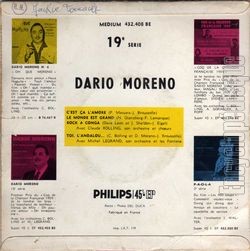 [Pochette de C’est a l’amore (Dario MORENO) - verso]