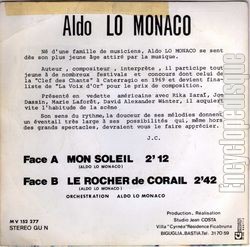 [Pochette de Mon soleil (Aldo LO MONACO) - verso]