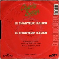 [Pochette de Le chanteur italien (Chartie BARAN) - verso]