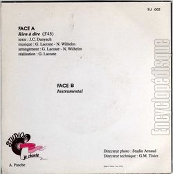 [Pochette de Rien  dire (Pascal BEDE) - verso]
