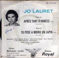 [Pochette de Aprs tant d’annes (Jo LAURET) - verso]