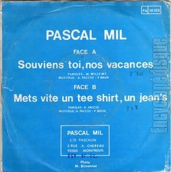 [Pochette de Souviens-toi, nos vacances (Pascal MIL) - verso]
