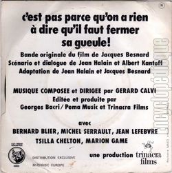 [Pochette de C’est pas parce qu’on  rien  dire qu’il faut fermer sa gueule (B.O.F.  Films ) - verso]