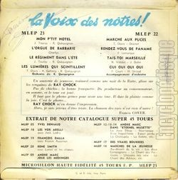 [Pochette de Mon p’tit htel (Ray CHOCK) - verso]