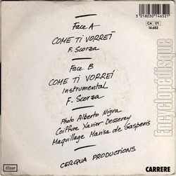 [Pochette de Come ti vorrei (Toni PASQUAREL) - verso]