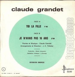 [Pochette de Toi, la fille (Claude GRANDET) - verso]