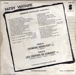 [Pochette de Chimne Hovelicot (Fatsy WATAIRE) - verso]