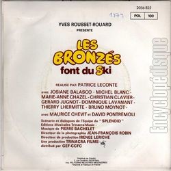 [Pochette de Les bronzs font du ski (B.O.F.  Films ) - verso]