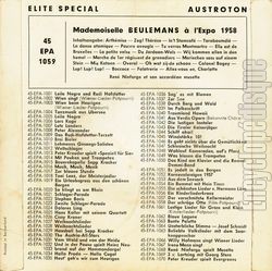 [Pochette de Mademoiselle Beulemans  l’expo 1958 (Ren NINFORGE) - verso]