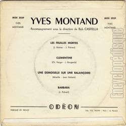 [Pochette de Les feuilles mortes (Yves MONTAND) - verso]