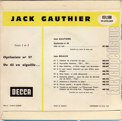 [Pochette de Optimiste n57, De fil en aiguille (Jack GAUTHIER) - verso]