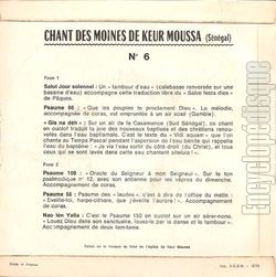 [Pochette de Chant des moines de Keur Moussa (Sngal) - n 6 (DOCUMENT) - verso]