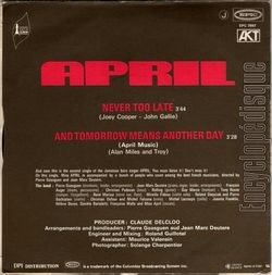 [Pochette de Never too late (APRIL) - verso]