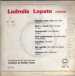 [Pochette de Soires tziganes (Ludmila LOPATO) - verso]