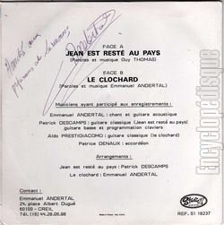 [Pochette de Hommage  Jean Ferrat (Emmanuel ANDERTAL) - verso]