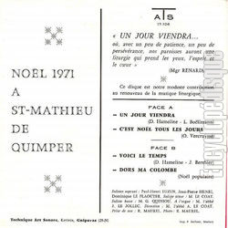 [Pochette de Un jour viendra (Les PETITS CHANTEURS DE SAINT-MATHIEU DE QUIMPER) - verso]