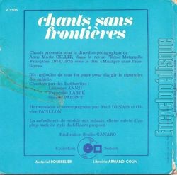 [Pochette de Chants sans frontires : 2/2 (Anne-Marie GILLIE) - verso]