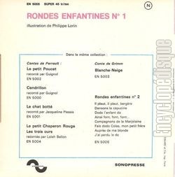 [Pochette de Rondes enfantines n�1 (JEUNESSE) - verso]