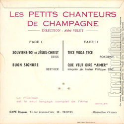 [Pochette de Souviens-toi de Jsus-Christ (Les PETITS CHANTEURS DE CHAMPAGNE) - verso]