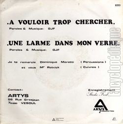 [Pochette de  vouloir trop chercher (GJF) - verso]