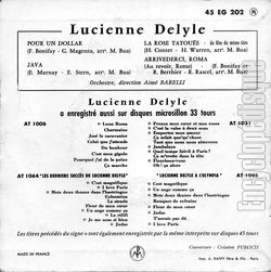 [Pochette de Pour un dollar (Lucienne DELYLE) - verso]