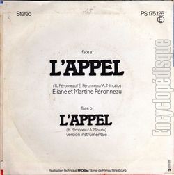 [Pochette de L’appel (liane et Martine PRONNEAU) - verso]