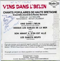 [Pochette de Vins dans l’belin (ENSEMBLE CHORAL DE LA ROCHE-BERNARD) - verso]
