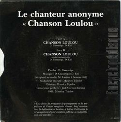 [Pochette de Chanson loulou (Le CHANTEUR ANONYME) - verso]