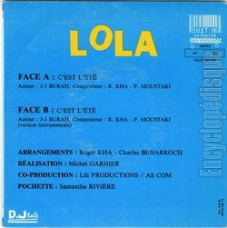 [Pochette de C’est l’t (LOLA (2)) - verso]