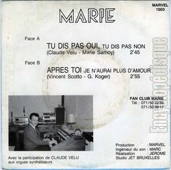 [Pochette de Tu dis pas oui (MARIE (4)) - verso]