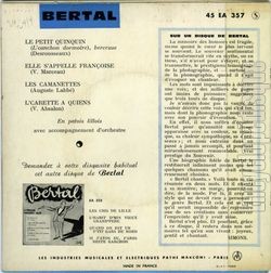 [Pochette de Le petit quinquin (BERTAL) - verso]