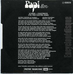 [Pochette de Le rock + l’lectricit (PAPILLON) - verso]