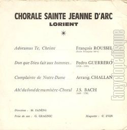 [Pochette de Chants religieux (CHORALE SAINTE JEANNE D’ARC) - verso]