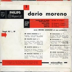 [Pochette de Jusqu’au bout du monde (Dario MORENO) - verso]