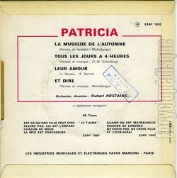 [Pochette de La musique de l’automne (PATRICIA) - verso]