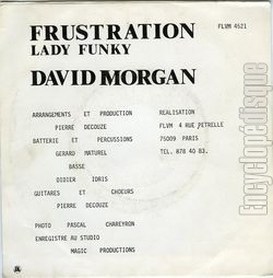 [Pochette de Frustation (David MORGAN) - verso]