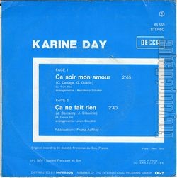 [Pochette de Ce soir mon amour (Karine DAY) - verso]