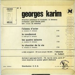 [Pochette de L’oiseau d’acier (Georges KARIM) - verso]