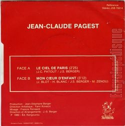 [Pochette de Le ciel de Paris (Jean-Claude PAGEST) - verso]